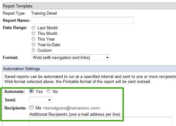 Automate Report Settings